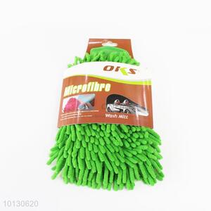 Green cute low price single-side car wash glove