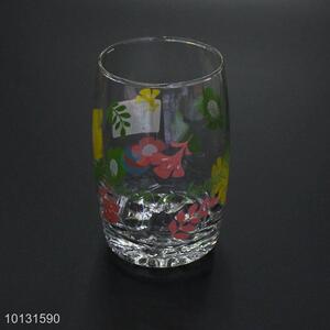 Flower printing glass cup for shot tea