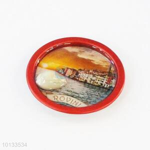 Coastal City Round Epoxy Fridge Magnet