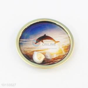 Dolphin Round Epoxy Fridge Magnet