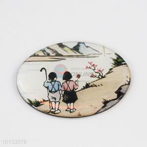 Two Kids Pattern Elliptic Fridge Magnet 