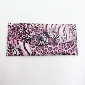 High Quality Leopard Leather Purple Long Wallet