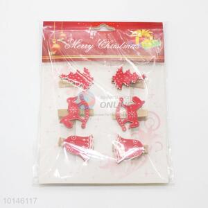 Cute Stationery 4 Pcs/ Set Mini Christmas Decoration Wooden Clips