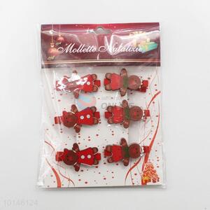 6pcs/Set Cartoon Christmas Bears Shaped Cute Wooden Craft Clips