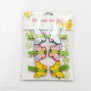 6 Pcs/Set Cute Colorful Butterfly Shaped Wooden Clip Photo Paper Craft Wooden Clips