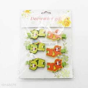 6 Pcs/Set Mini Size Cartoon Cat Shaped Wooden Clips for Photo Clips Craft Decoration