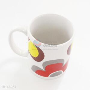 Flower pattern ceramic water/tea cups with handle