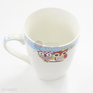 Owl pattern ceramic water/tea cups with handle