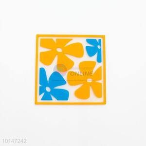 Square shape flower silicone drink beer cup mat/coaster