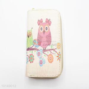 Lovely Cartoon Owl Pattern Fashion Women Long Wallets Multi-purpose Pouch PU Leather Hasp Purse