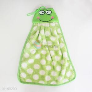 Green frog dot pattern hand towel/handkerchief