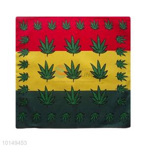 Cheap Stripped Red/Yellow/Black Fancy Cotton Handkerchief with Leaf Designs