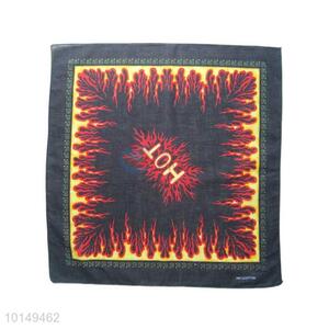 Cheap Black Cotton Handerchief with Fire Design