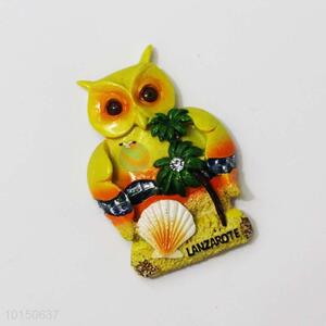 Coconut Tree Pattern Owl Shaped Resin Magnetic Fridge Magnet