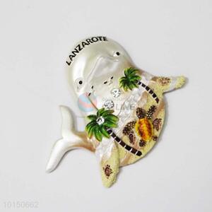 Golden Dolphin Shaped Resin Magnetic Fridge Magnet