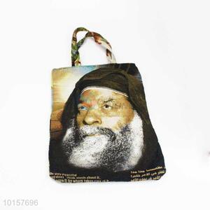 38*28cm Religious Themes A Man Printed Grosgrain Hand Bag with Zipper,Colorful Belt
