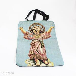 38*28cm Great Religious Themes vHand Bag with Zipper,Black Belt