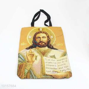 38*28cm Durable Religious Themes Grosgrain Hand Bag with Zipper,Black Belt