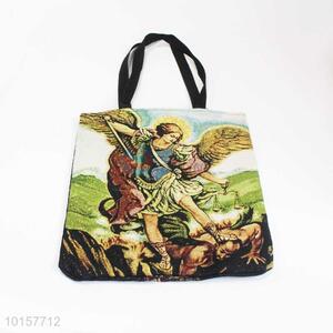 28*28cm Great Religious Themes Grosgrain Hand Bag with Zipper,Black Belt