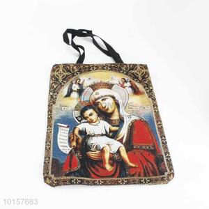 38*28cm Factory High Quality Religious Themes Grosgrain Hand Bag with Zipper,Black Belt