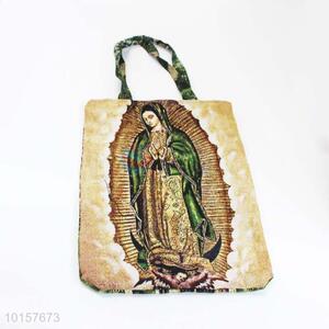 38*28cm Promotional Religious Themes Grosgrain Hand Bag with Zipper,Green Belt