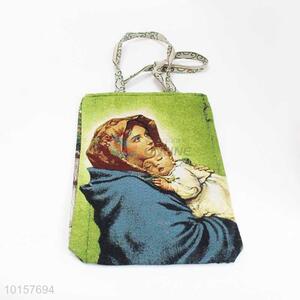 38*28cm New Customized Religious Themes Grosgrain Hand Bag with Zipper,White Belt