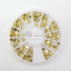 Gold Color Acrylic 3D Nail Decoration with Wheel