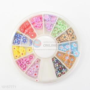 Flower Design Nail Accesories 3D Flat Nail Decoration with Wheel