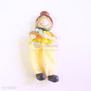 High Quality Resin Doll/Resin Crafts with a Basket of Flower for Home Decoration