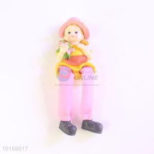 Professional Resin Girl Doll/Resin Crafts with Flowers for Home Decoration