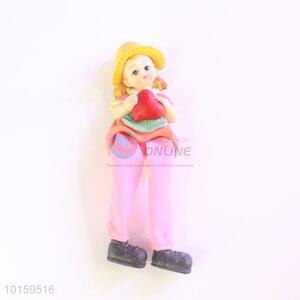 Romantic Resin Girl Doll/Resin Crafts with Red Heart for Home Decoration