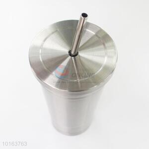 China Factory Stainless Steel Drinking Water Cup with Lid and Straw