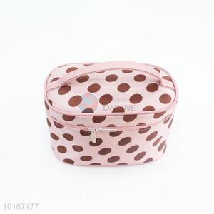 Nice Design Pink Cosmetic Bag/Makeup Bag with Brown Dots