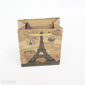 Eiffel tower printed brown paper shopping bag