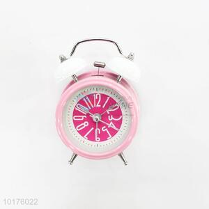 Top quality pink metal twin bell clock