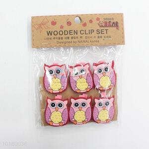 Cute owl shaped pink wooden clip