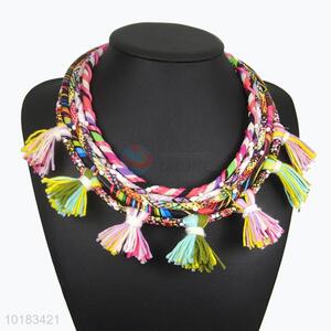Pretty Cute Jewelry Woven Necklace with Tassels