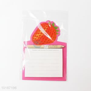 Cute strawberry mini magnet notepad with pen