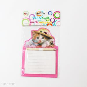 Cat printed fridge magnet notepad and pen