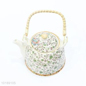 Promotional Green Flower Design Ceramic Teapot for Present