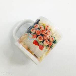 Good quality rose pattern ceramic cup