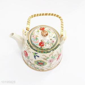 Retro Style Flower Printed Ceramic Teapot
