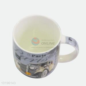 Eco-friedly Cheap Car Pattern Ceramic Cup Coffee Milk Mug