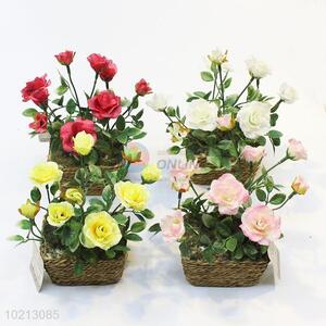 Top quality cheap 4pcs red/yellow/white/pink simulation flower bonsai