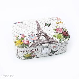 Eiffel Tower Printed PU Leather Jewelry Storage Box