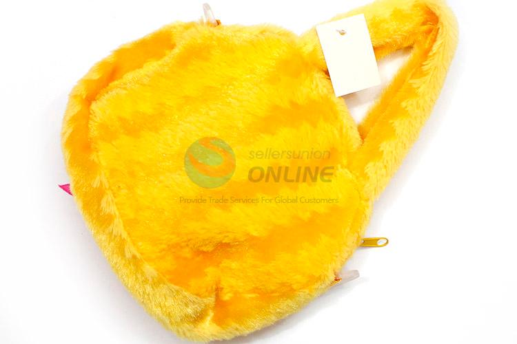 Custom Yellow Cartoon Animal Pattern Plush Handbag