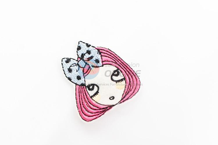 Fashion girl shape embroidery badge brooch