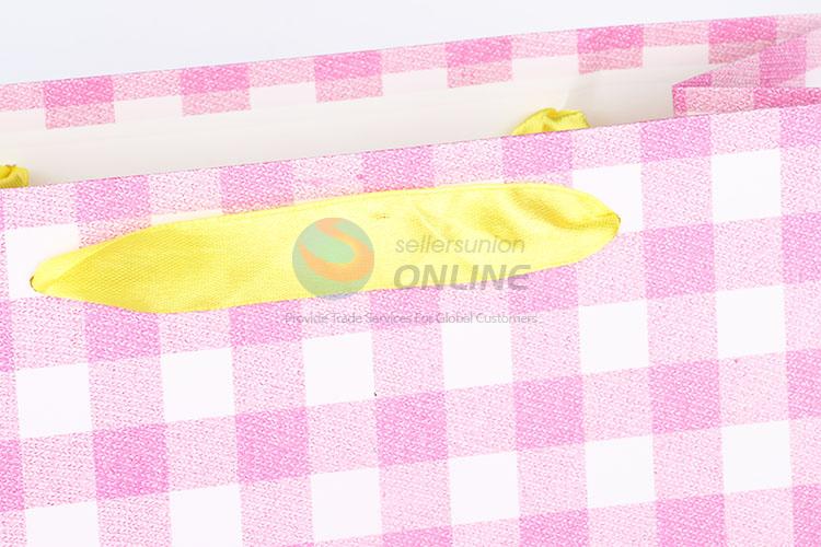 Pink Gift Bag/Paper Packing Bag with Yellow Ribbon Handle