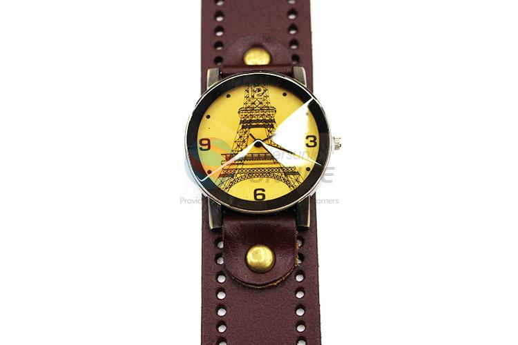 Factory Direct Wrist Watch with Leathern Watchband for Sale