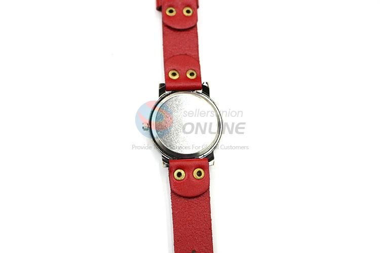 High Quality Red Wrist Watch with Leathern Watchband for Sale